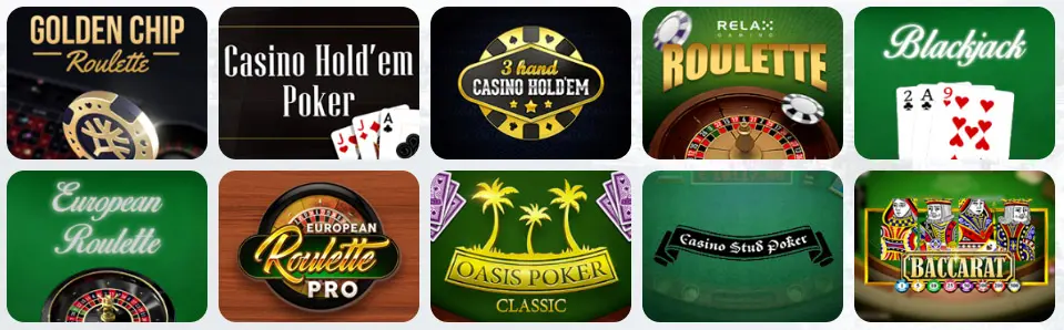 Jeux de table au Julius Casino